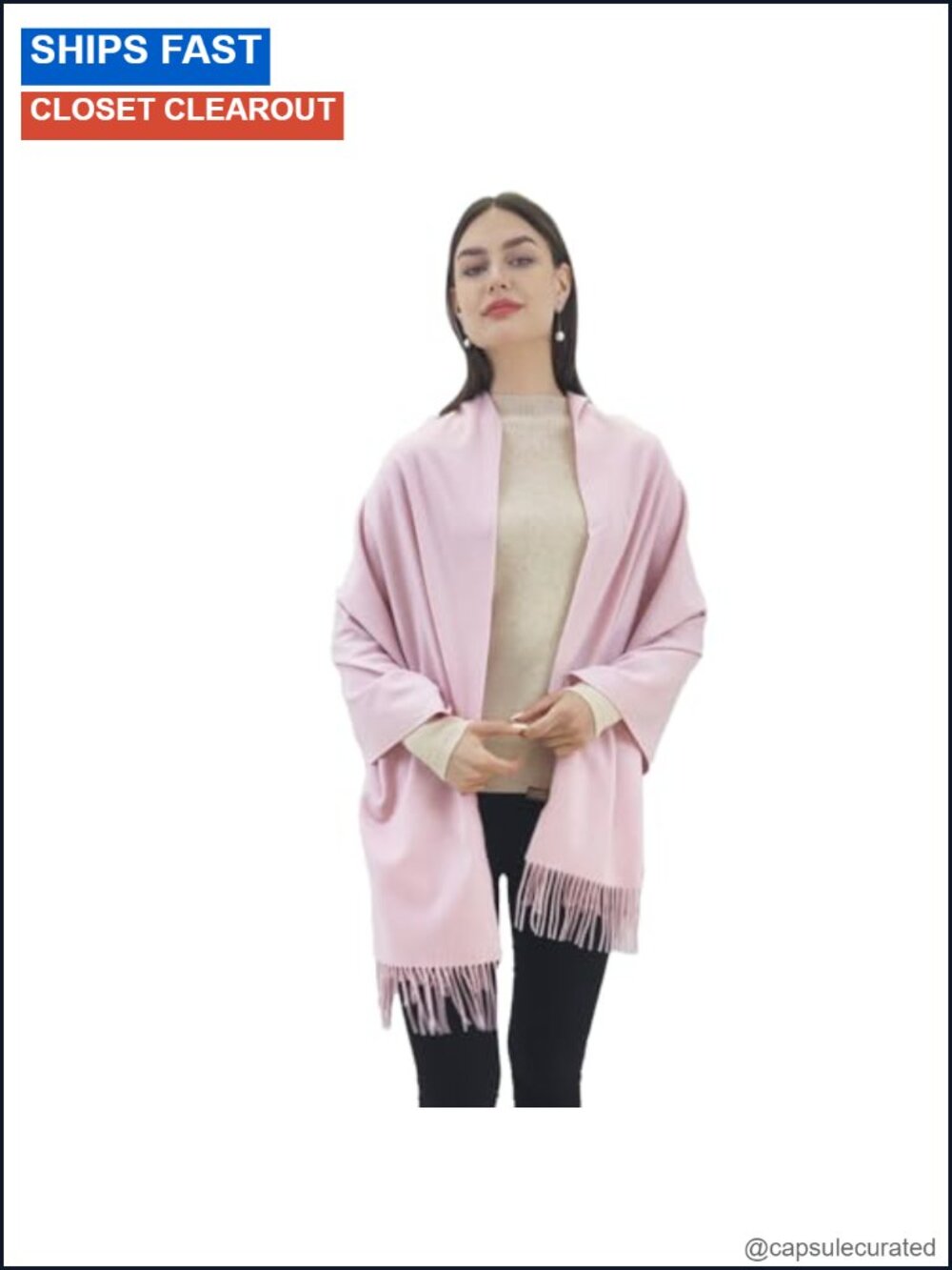 100% Pure Cashmere Shawl Wrap, Extra Large Winter Scarf, Versatile Pashmina - Picture 4 of 5